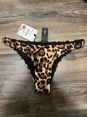 Zara Leopard-Print Bikini Brief in Tan, Brown & Black